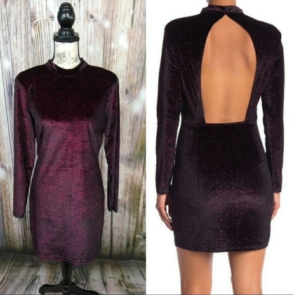 Mello Day Sparkle Wine Velvet Mini Dress